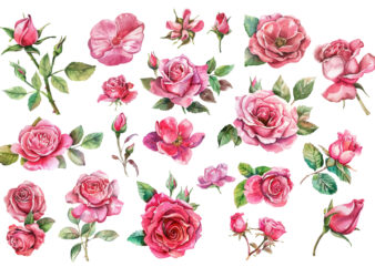 watercolor pink rose flower bouquet t shirt design for sale