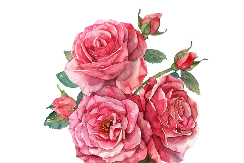 Watercolor Blush Rose, Roseful Pink Clipart