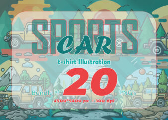 20 Off-Road Car T-shirt Design Illustration T-shirt Clipart Bundle