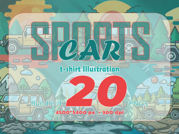 20 off-road car t-shirt design illustration t-shirt clipart bundle
