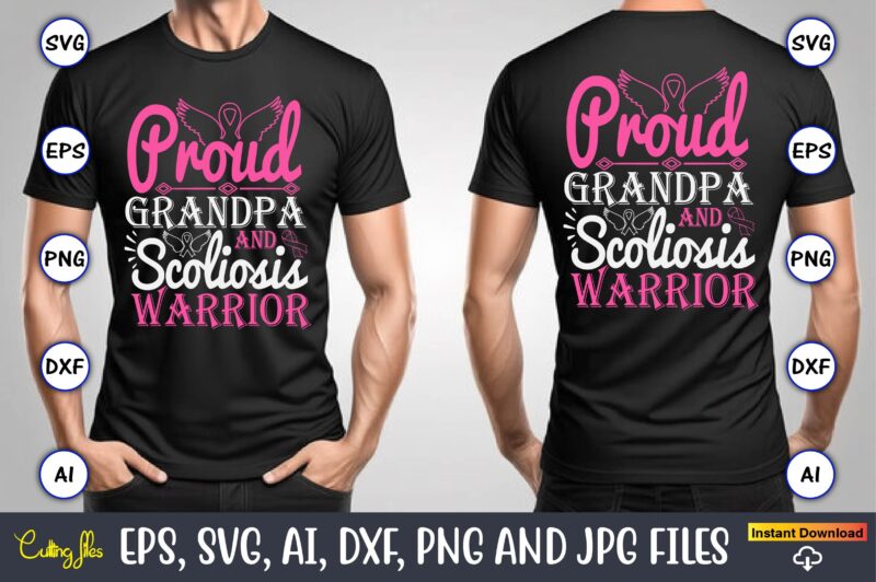 Proud Grandpa And Scoliosis Warrior,World Cancer Day, Cancer svg, cancer usa flag, cancer fight svg, leopard football cancer svg, wear pink