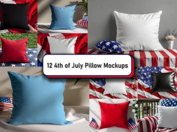 4th of july pillow mockup bundle