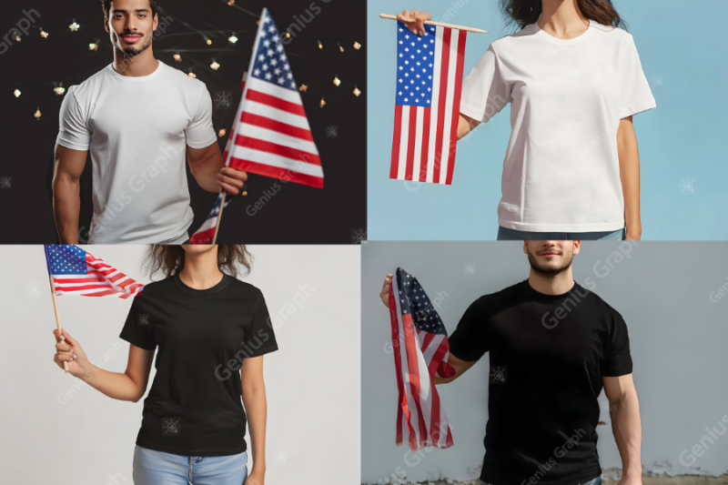 4th of July T-shirt Mockup Bundle