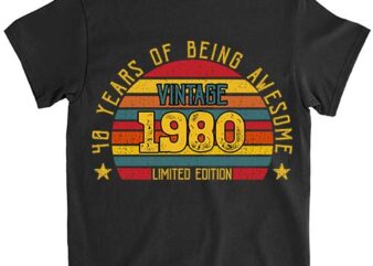 44 Year Old Gifts Vintage 1980 Limited Edition 40th Birthday T-Shirt ltsp