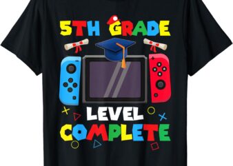 5th Grade Level Complete Graduation Class Of 2024 Boys Gamer T-Shirt