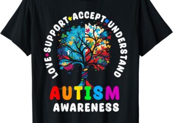 Autism Awareness Love Support Accept Understand Autism Kids T-Shirt