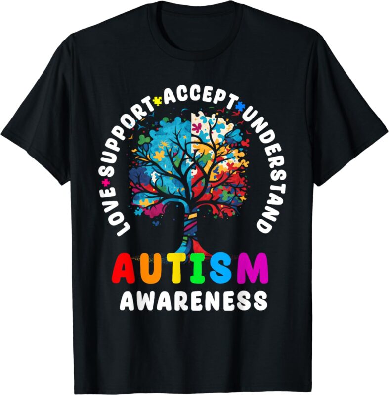 Autism Awareness Love Support Accept Understand Autism Kids T-Shirt