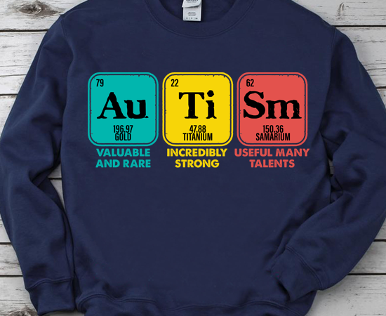 Autism awareness women men kids elements periodic table t-shirt pn ltsp