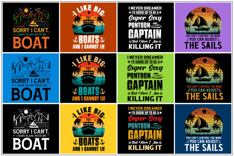 Boat T-Shirt Design Bundle