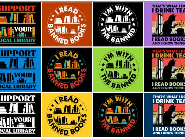 Book lover t-shirt design bundle