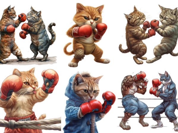 Boxing cat sublimation clipart t shirt template