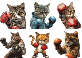Boxing Cat Sublimation Clipart,cat clipart,cat sublimation,boxing cat,kitten,cat lover,animal,instant download,cat illustrations,digital,sub