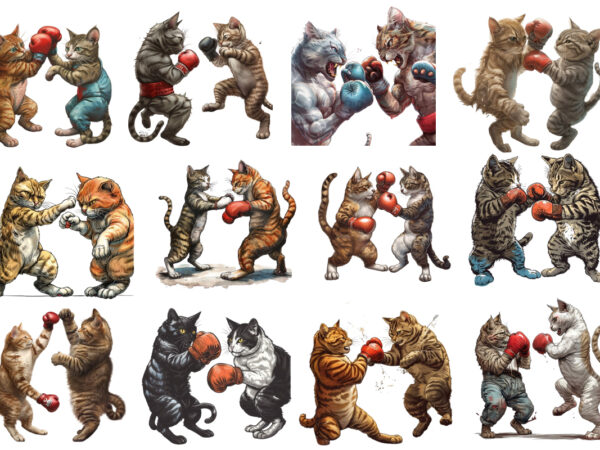 Boxing cat sublimation clipart,cat showcasing brave kitt faeec,cats clip art, digital png files available for instant download t shirt template