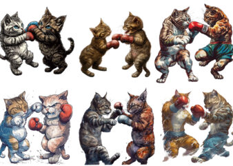 Boxing Cat Sublimation Clipart, Cat Clipart, Cat Sublimation, Boxing Cat, Kitten, Cat Lover, Animal, Instant Download, Cat Illustrations, Di