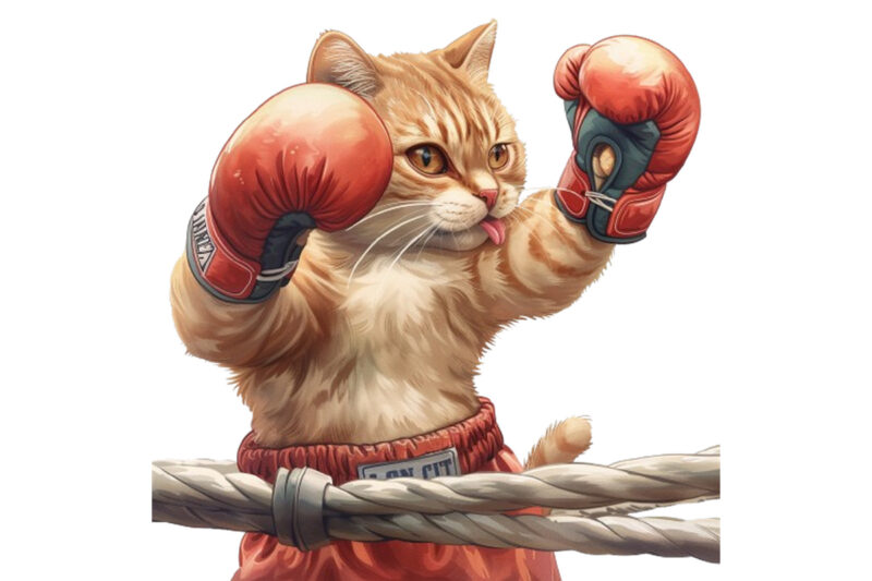 Boxing Cat Sublimation Clipart