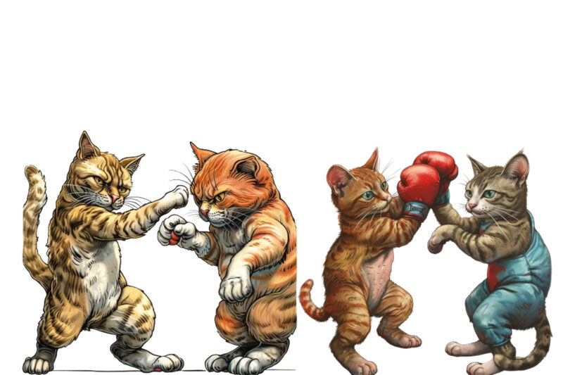 Boxing Cat Sublimation Clipart,cat Showcasing Brave Kitt faeec,Cats Clip Art, digital PNG files available for instant download