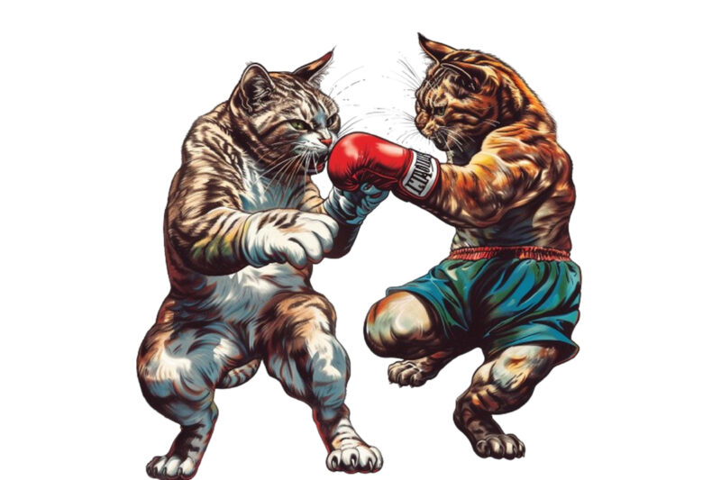 Boxing Cat Sublimation Clipart, Cat Clipart, Cat Sublimation, Boxing Cat, Kitten, Cat Lover, Animal, Instant Download, Cat Illustrations, Di