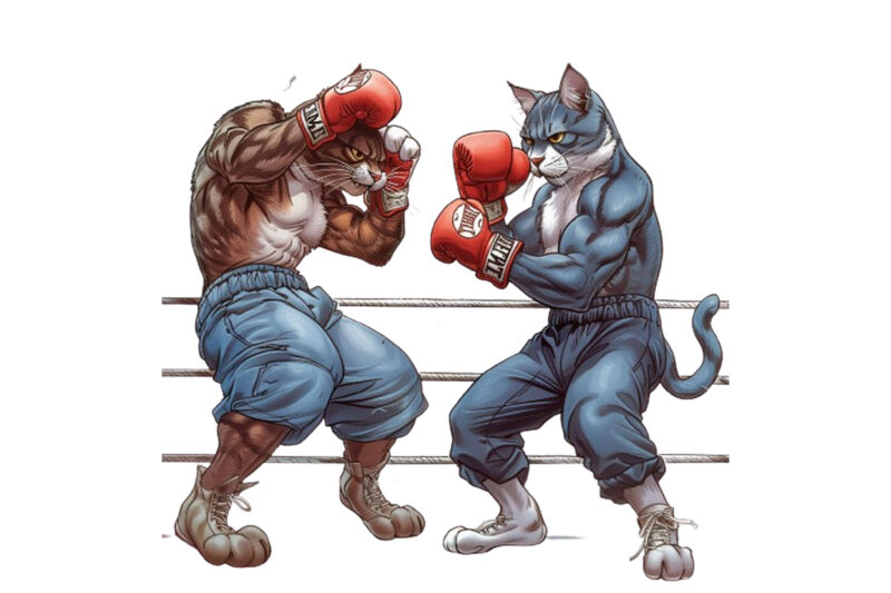 Boxing Cat Sublimation Clipart