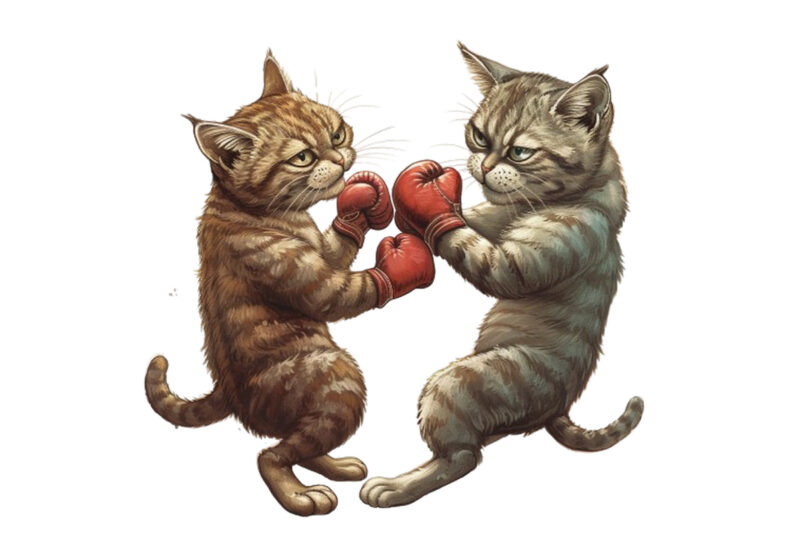 Boxing Cat Sublimation Clipart