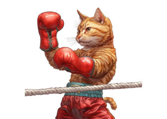 Boxing Cat Sublimation Clipart