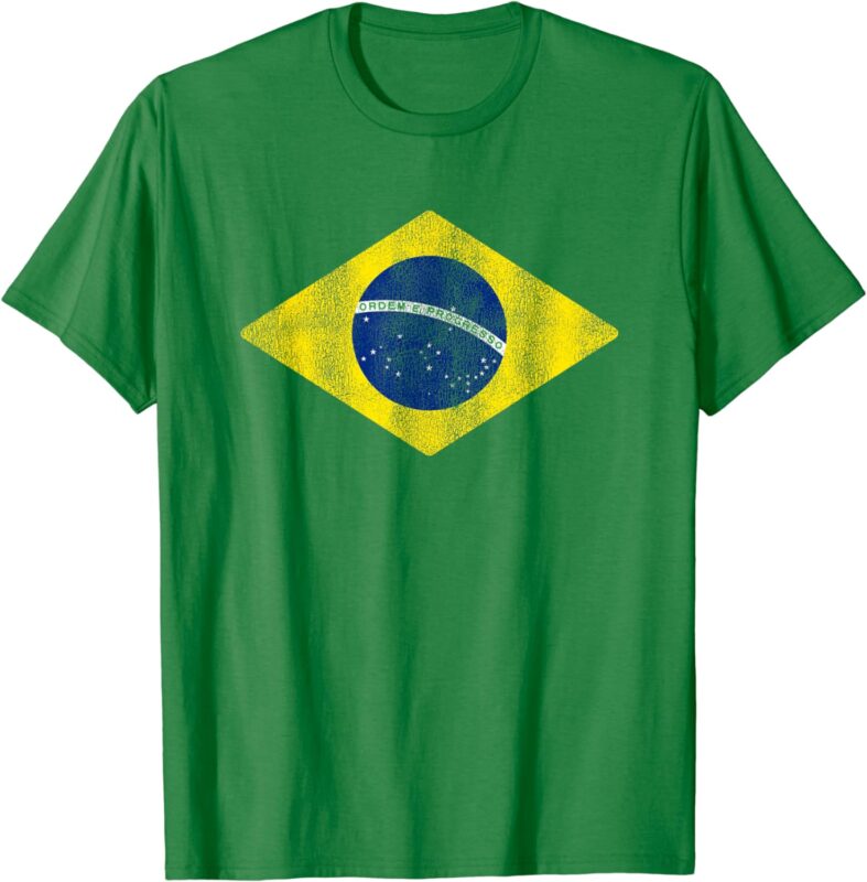 Brazilian Flag of Brazil Vintage BR Souvenir Men Women Kids T-Shirt