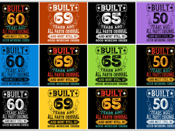 Built vintage birthday t-shirt design bundle