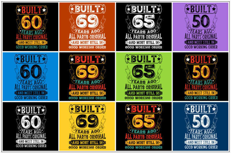 Built Vintage Birthday T-Shirt Design Bundle