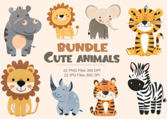 Bundle Cute animals. TShirt Sticker.