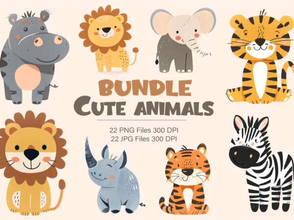 Bundle cute animals. tshirt sticker.