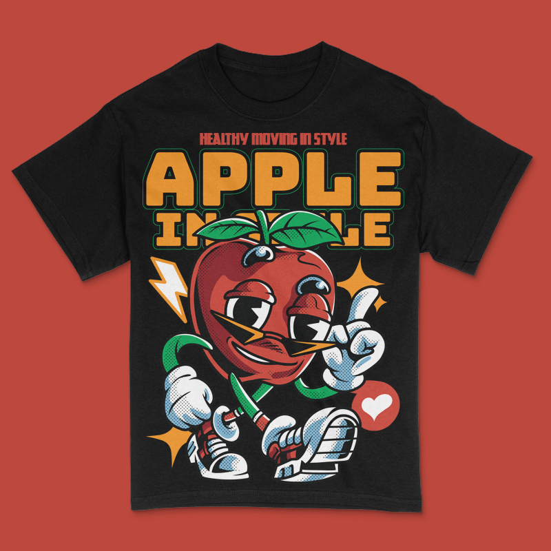 Apple in Style T-Shirt Design Template