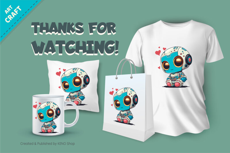 Cartoon robot in love. T-Shirt, PNG, SVG.