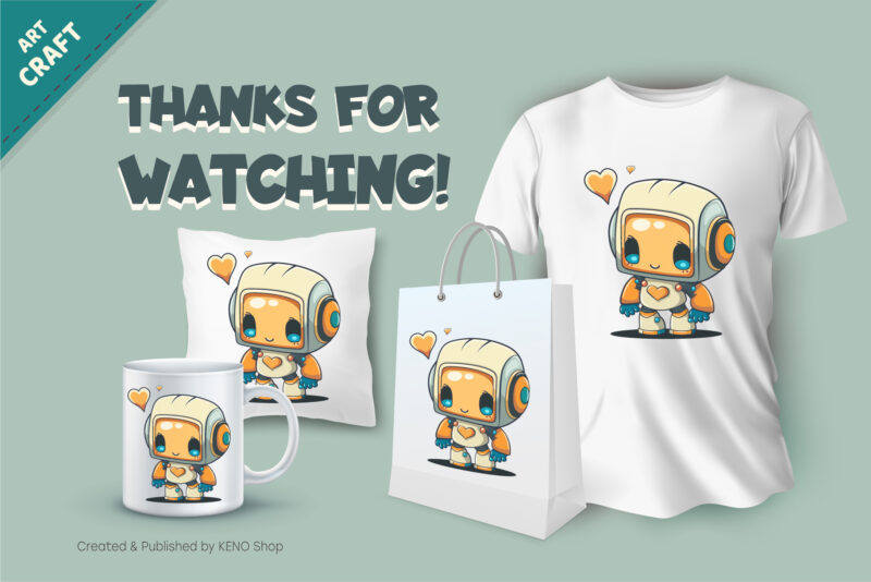 Cartoon robot in love. T-Shirt, PNG, SVG.