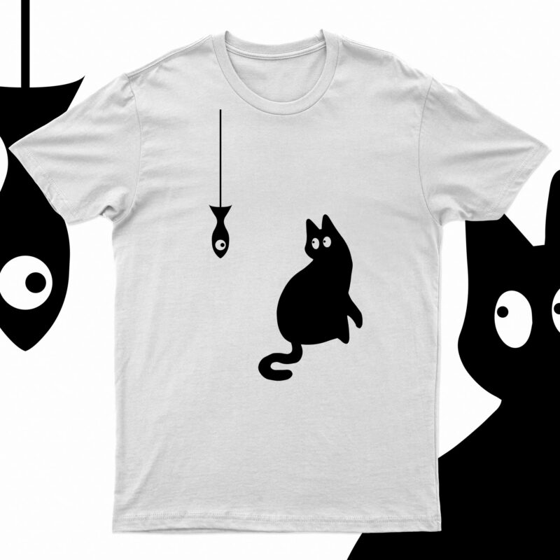 Cat And Fish | Funny T-Shirt Design For Sale!!