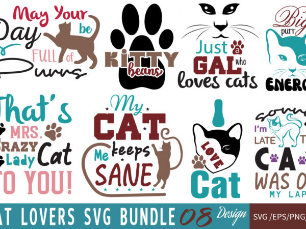 Cat lovers bundle t shirt vector file