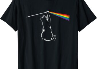 Cat Prism Rainbow Light Funny Physics Science Spectral Cat T-Shirt