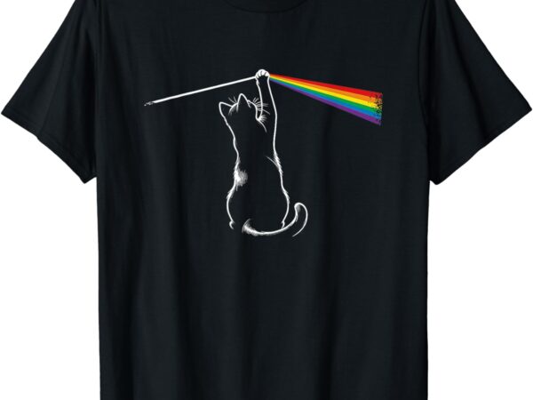 Cat prism rainbow light funny physics science spectral cat t-shirt