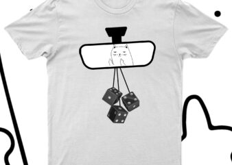 Cat Showing Middle Fingers From Rear View Mirror | Funny Cat T-Shirt Design For Sale!!