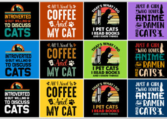 Cat t-shirt design bundle-trendy pod best t-shirt design bundle