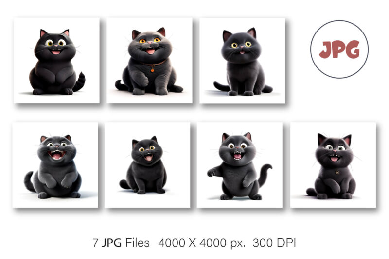 Cheerful black cat. TShirt Sticker.