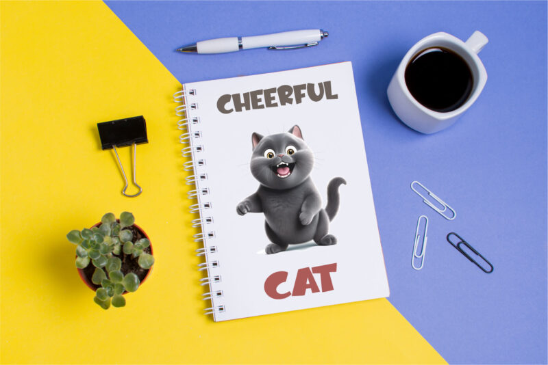 Cheerful black cat. TShirt Sticker.