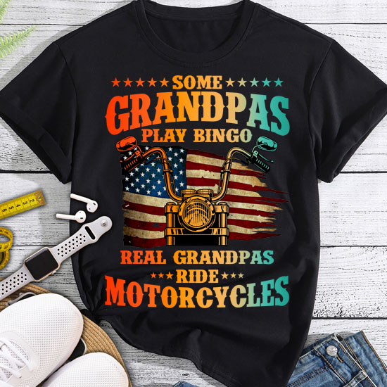 Cool Grandpa Motorcycle Design For Men Biker Motorbike Lover T-Shirt LTSP