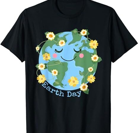 Cute earth with floral earth day 2024 t-shirt