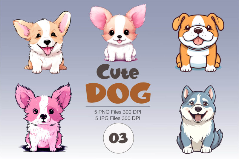 Cute cartoon dog 03. TShirt Sticker.
