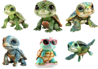 Cute turtle 3d clipart