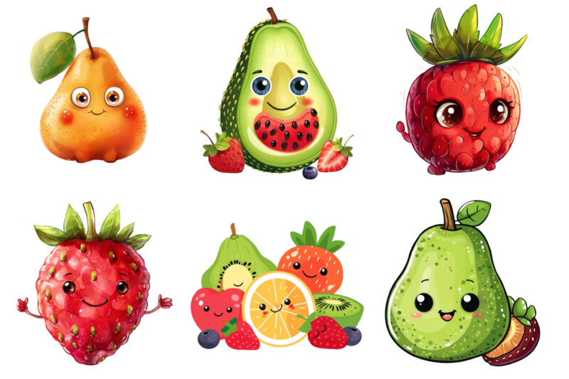 Cute funny Fruit Clipart