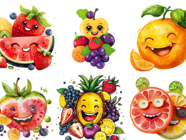 Cute smile fruit clipart t shirt vector file