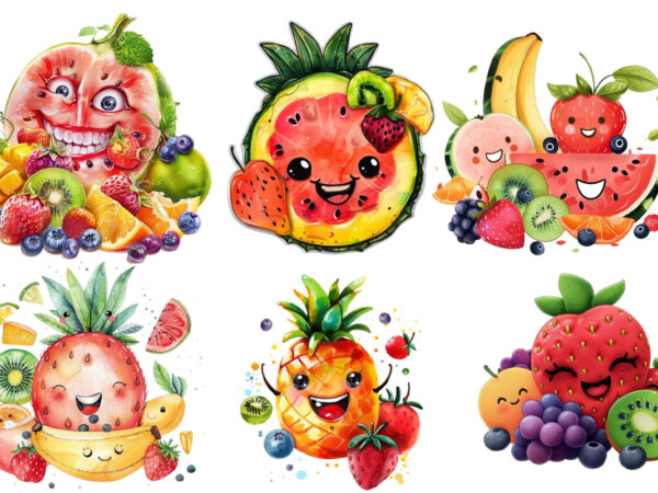 Cute smile fruit clipart t shirt vector file