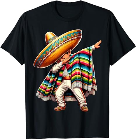 Dabbing Boys Mexican Poncho Cinco de Mayo T-Shirt