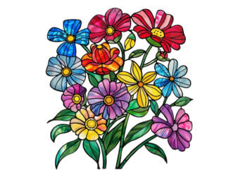 Colorful Stained Glass Spring Flower t shirt vector file