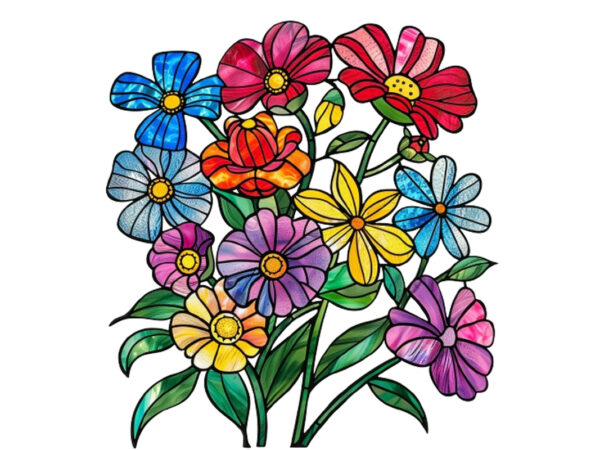 Colorful stained glass spring flower t shirt vector file